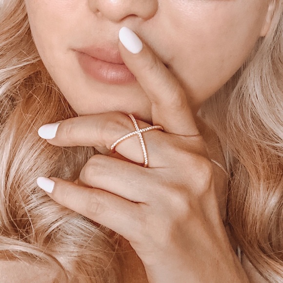 Glamerella Jewelry Jewelry - 925 Sterling Silver Gold X ring